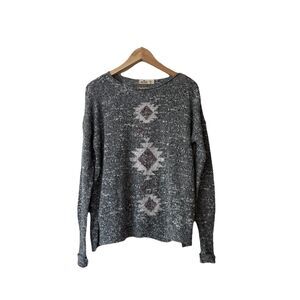 Hollister NEW Size M / L Marled‎ Knit Pullover Sweater Aztec Design Gray Y2K NWT